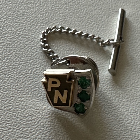 14K Yellow & white Gold Vtg PN Green Stone Accent